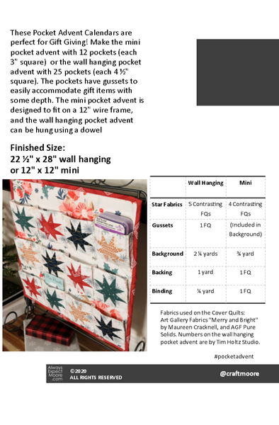 Pocket Advent Calendar Fabric Requirements