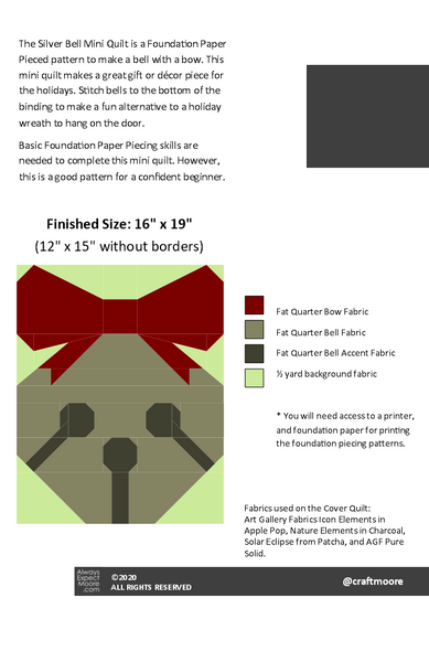 Silver Bell Mini - Foundation Paper Piecing - Digital Download Pattern