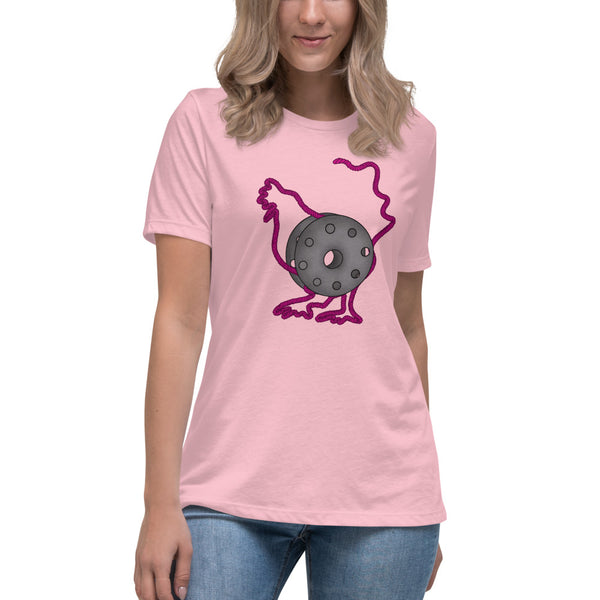 Bobbin Chicken Design on Women's Relaxed T-Shirt